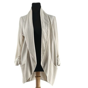 Aritzia Wilfred Chevalier Blazer ivory satin look lapel  Jacket Size 4